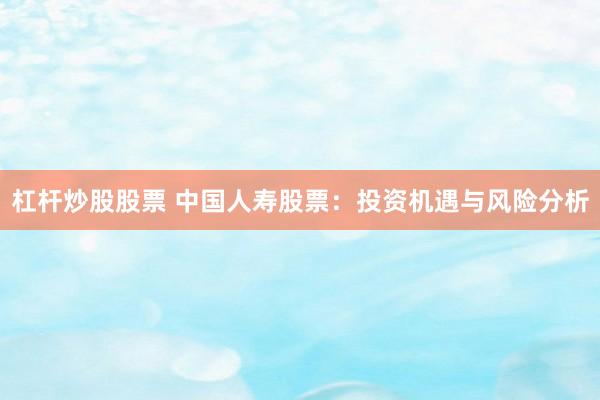 杠杆炒股股票 中国人寿股票：投资机遇与风险分析