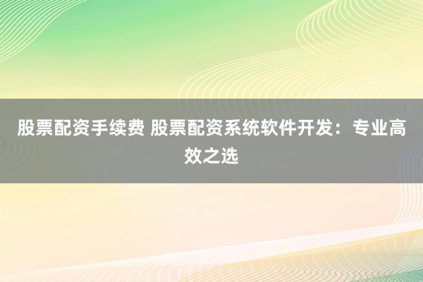 股票配资手续费 股票配资系统软件开发：专业高效之选