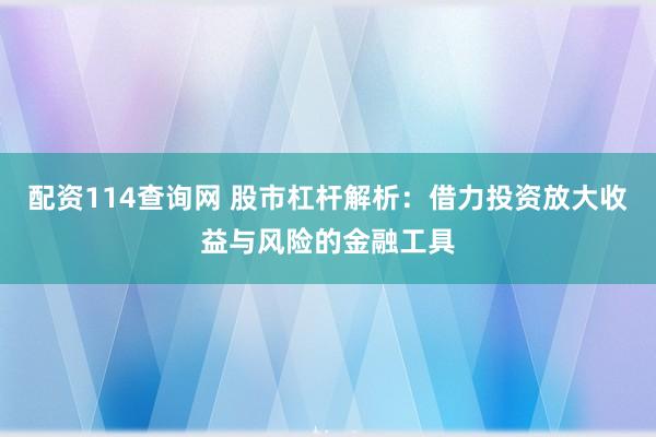 配资114查询网 股市杠杆解析：借力投资放大收益与风险的金融工具