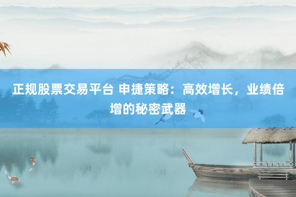 正规股票交易平台 申捷策略：高效增长，业绩倍增的秘密武器