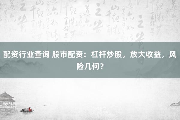 配资行业查询 股市配资：杠杆炒股，放大收益，风险几何？