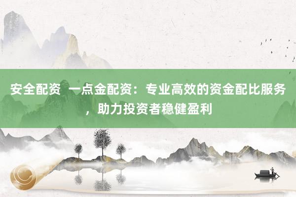 安全配资  一点金配资：专业高效的资金配比服务，助力投资者稳健盈利