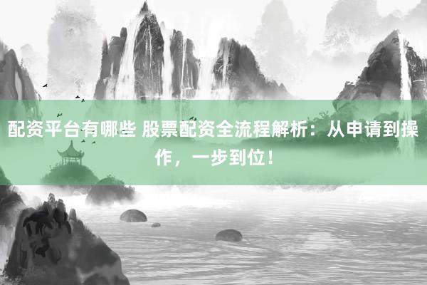 配资平台有哪些 股票配资全流程解析：从申请到操作，一步到位！
