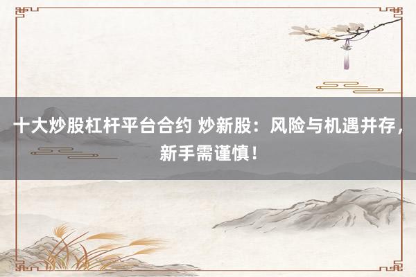 十大炒股杠杆平台合约 炒新股：风险与机遇并存，新手需谨慎！