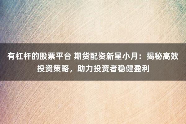 有杠杆的股票平台 期货配资新星小月：揭秘高效投资策略，助力投资者稳健盈利