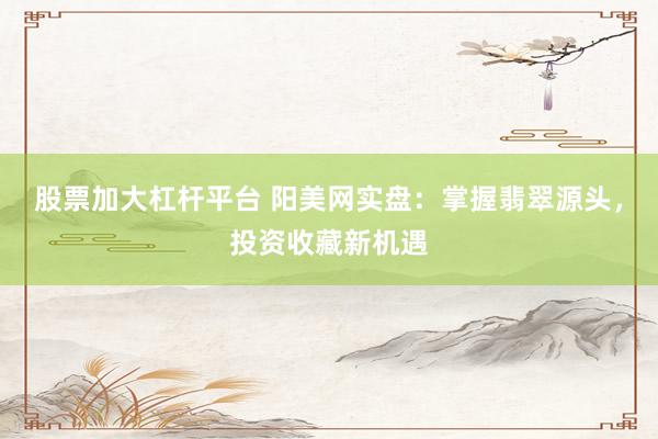 股票加大杠杆平台 阳美网实盘：掌握翡翠源头，投资收藏新机遇