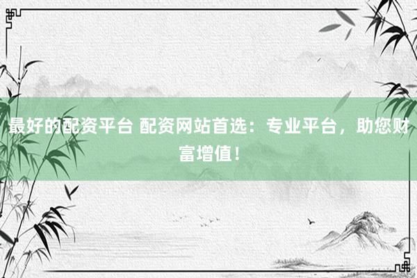 最好的配资平台 配资网站首选：专业平台，助您财富增值！