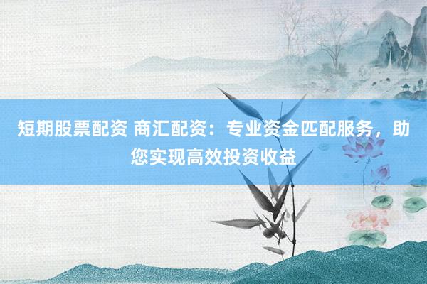 短期股票配资 商汇配资:专业资金匹配服务,助您实现高效投资收益