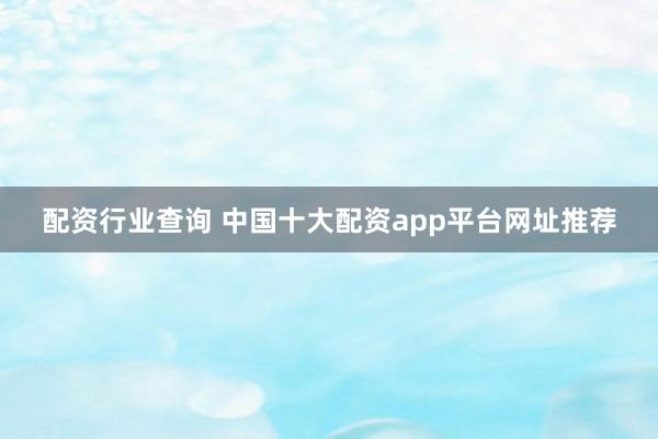 配资行业查询 中国十大配资app平台网址推荐