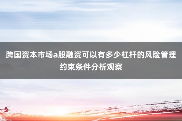 跨国资本市场a股融资可以有多少杠杆的风险管理约束条件分析观察