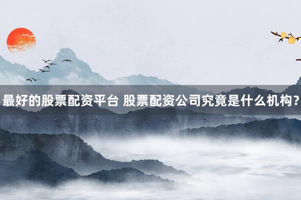 最好的股票配资平台 股票配资公司究竟是什么机构?