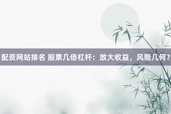 配资网站排名 股票几倍杠杆:放大收益,风险几何?